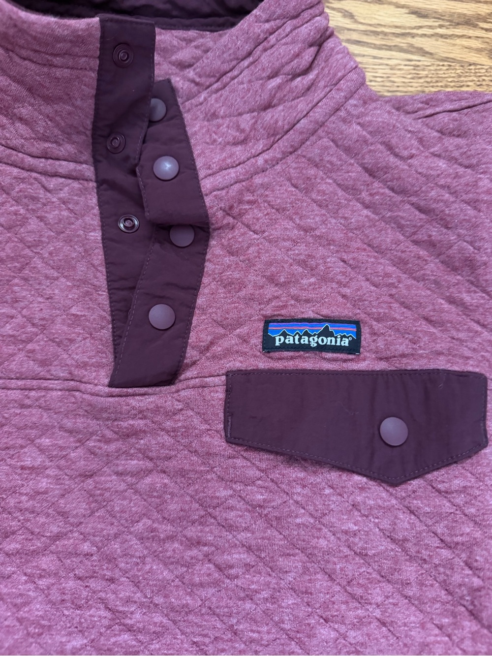 Patagonia Organic cotton Quilted Snap Pullover - Mauve Plum small - Picture 2 of 6